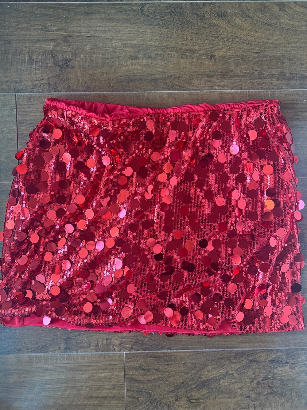 Red Sequin Mini Skirt